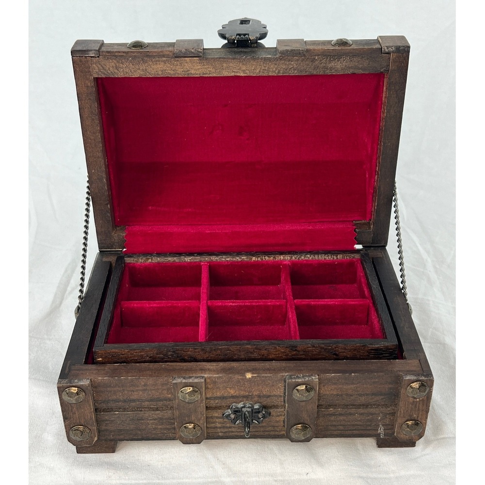 Jewelry Box‎ Kellerman Jewel Case Wooden Red Velvet Lined Mid Century Japan